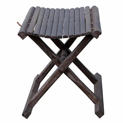 Handmade Tall Chicken Feather Wood Bar Stick Easy Carry Folding Stool n199 - Image 1 of 4