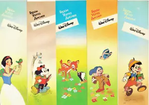 1989 Five (5) Russian bookmarks Walt Disney's Heroes - Bild 1 von 2