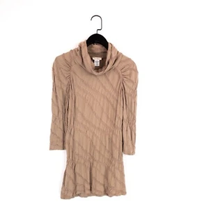 Philippe Matignon Vintage Beige Ruched Striped Fitted Roll Neck Top - Size L - Picture 1 of 5