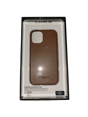 Coach - Funda Protectora Delgada de Cuero para iPhone 12 Mini 5.4" - Marrón Foto 1 de 4