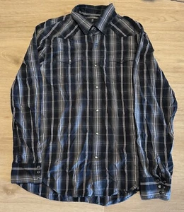 Express Design Studio Mens Plaid Pearl Snap Shirt Modern Fit Size Large - Picture 1 of 4