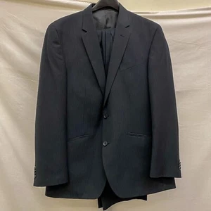 Kenneth Cole New York Mens Suit Two Piece Black Pinstripes 43R 38x32 Poly Blend - Picture 1 of 11