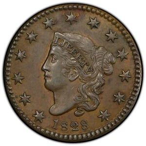 1828 Matron Cent graded AU Details Scratched by PCGS Small Wide Date Scarce N-10 - Picture 1 of 4