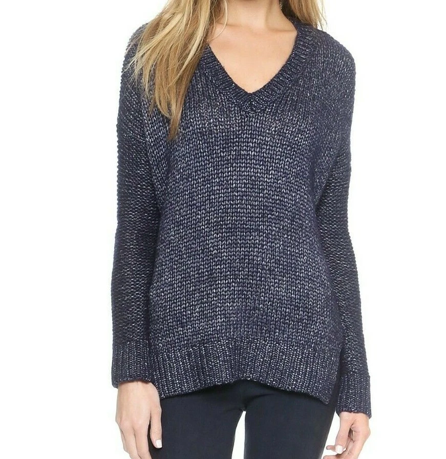 VINCE SzM QUARTER ZIP WOOL PULLOVER SWEATER COASTAL BLUE