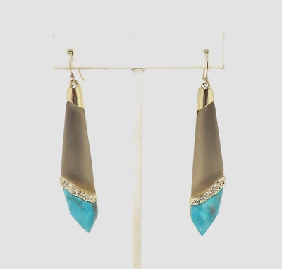 ВИСЯЧИЕ СЕРЬГИ ALEXIS BITTAR HOWLITE С БИРЮЗОЙ, ЛЮЦИТОМ И КРИСТАЛЛАМИ - Изображение 1 из 4