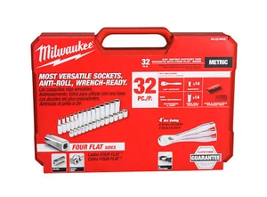 Milwaukee 48-22-9508 3/8" Antrieb 32-teiliges metrisches Ratschen- & Steckschlüsselsatz mit Koffer - Bild 1 von 4