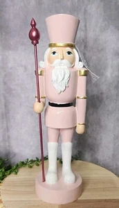 Pink Pastel Soldier Guard Nutcracker Figurine Tabletop Christmas Decor Resin 12" - Picture 1 of 6