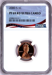 2000-S Lincoln Cent Graded PF69RD Ultra Cameo by NGC - Picture 1 of 4