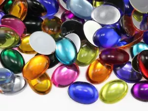 18 x 13 mm verschiedene Farben flache Rückseite Acryl ovale Cabochons - 100 Stück - Bild 1 von 4