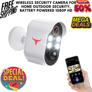 Wireless Security Camera For Home Outdoor Security, Battery Powered 1080P HD - Picture 1 of 8