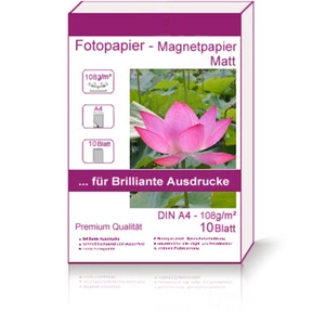 10 Blatt DIN A4 108g/m² Fotopapier Magnetpapier Matt Photopapier magnetisch - Bild 1 von 10