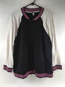 Jones NY Sport Jacket Ladies Size XL Navy White Pink Striped Full Zip Pockets - Picture 1 of 7