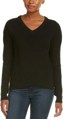 Suéter tejido cuello en V negro tejido alpino Michael Stars L117406 para mujer talla L Foto 1 de 4