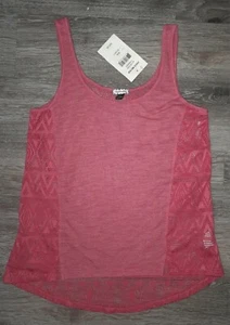 Eyeshadow Lace Sheer Asymmetrical Tank Top cinnabar Women's Size M - NEW - Picture 1 of 8