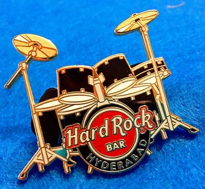 RARE HYDERABAD BAR INDIA 7 PIECE BLACK DRUMS DRUMKIT Hard Rock Cafe PIN CRAFT - Picture 1 of 1