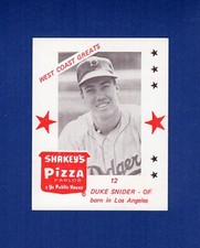 #12 DUKE SNIDER, Brooklyn Dodgers HOF ~ 1975 Shakeys Pizza WEST COAST GREATS A