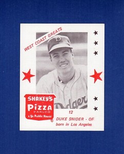#12 DUKE SNIDER, Brooklyn Dodgers HOF ~ 1975 Shakeys Pizza WEST COAST GREATS A