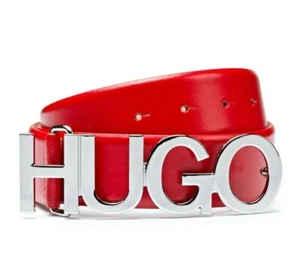 GENUINE HUGO by HUGO BOSS ZULA 50391327 LEATHER BELT. RED, WAIST 26, 70 cm, NEW - Picture 1 of 3