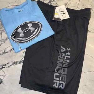 Under Armour Youth Medium (10/12) Boys Outfit Set Summer Shorts Football Blue - Picture 1 of 1