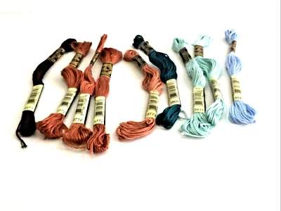 Lot of  9  DMC Cross Stitch Floss # 3371, 3772 x 3, 3773,3811 x 2, 3840, 3808 - Image 1 of 4