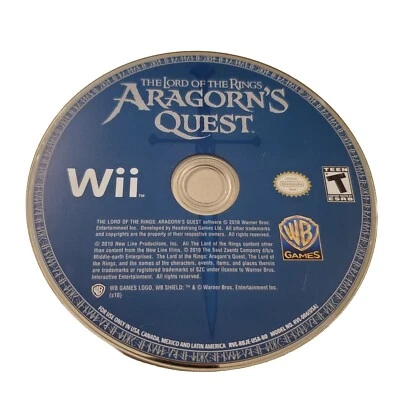 Nintendo Wii El Señor de los Anillos Aragorn's Quest 2010 solo disco probado  Foto 1 de 4