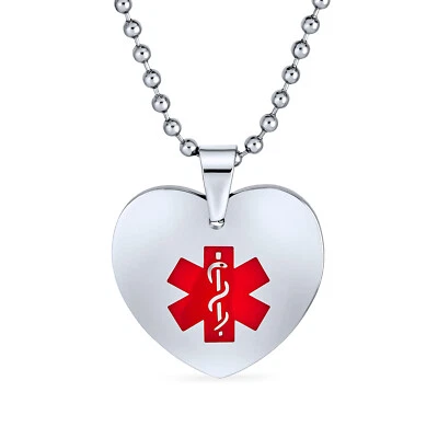 Personalize Customizable Medical Id Dog Heart Shape Tag Pendant Engravable - Image 1 of 4