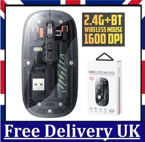2.4G+BT  Wireless Slim USB Rechargeable Mouse Optical Sensor 3DPI Mode PC Laptop - Picture 1 of 7