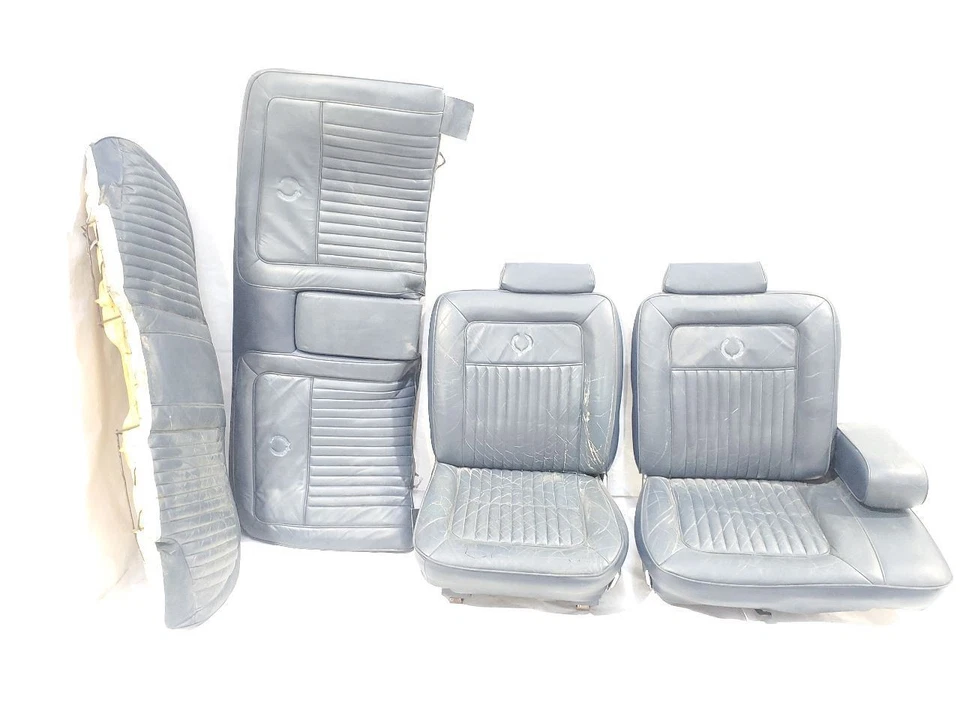 Cadillac Brougham 1988 OEM juego completo de asientos de cuero azul tiene desgaste normal Foto 1 de 4