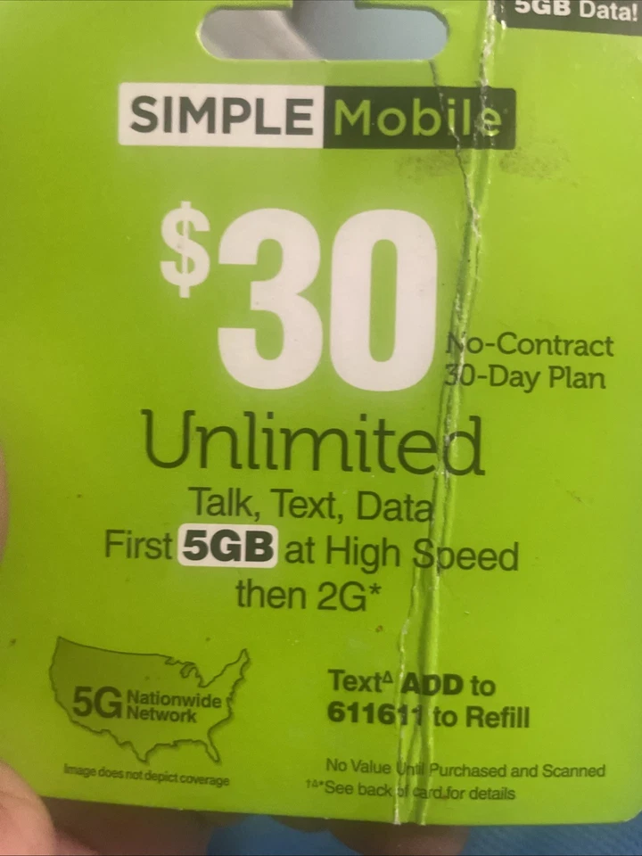 Simple Mobile Prepaid. Card - Image 1 of 1