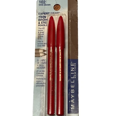 2 Pack Maybelline Expert Wear Twin Eye & Brow Eyeliner Pencil Dark Brown 102 - Image 1 of 2