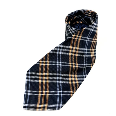 Roundtree & Yorke  62" NECKTIE Navy with White & Orange Plaid 3.25" Silk Tie USA - Image 1 of 4