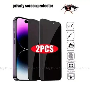 2 Pack Privacy Tempered Glass Screen Protector For iPhone X 16e 15 14 13 12 Max - Picture 1 of 16