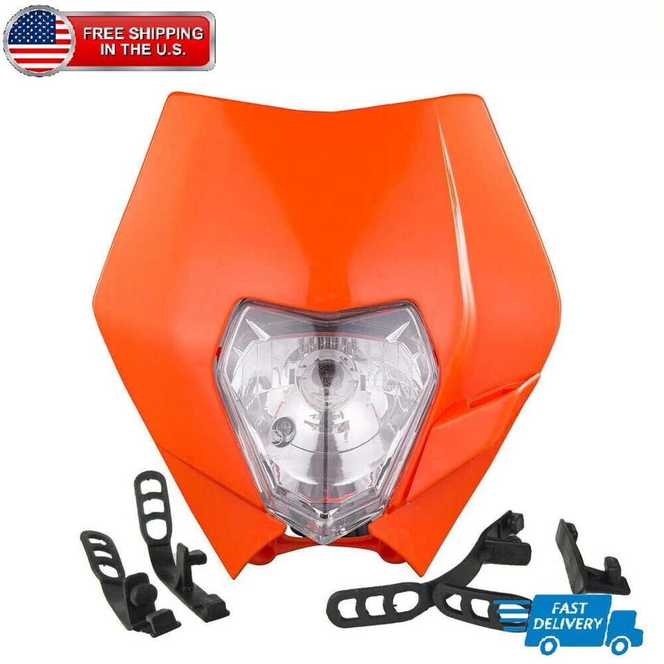 Motocross Orange Front Headlight For KTM 125 150 250 300 350 400 450 500 530 690 - Image 1 of 4