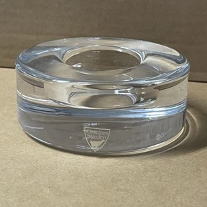 Round Orrefors Sweden Crystal Tea light candle holder Puck votive - Picture 1 of 6
