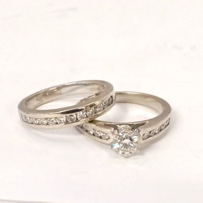 (MA2) Ladies 14k White Gold 9.1g Diamond 1.24TCW Wedding Ring Set - Size 8.25 - Image 1 of 4