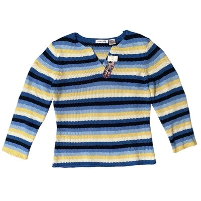 Vintage Striped Pullover Sweater Women Size M NWT Energie 90s Deadstock Preppy - Image 1 of 4