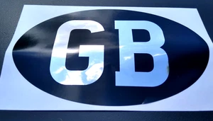 Large Classic Vintage style Chrome and Black 'GB' Sticker ideal for Vehicles etc - Picture 1 of 6