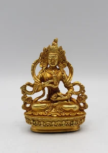 "Estatua de Vajrasattva tibetano enchapada en oro de 3,5" - Imagen 1 de 5
