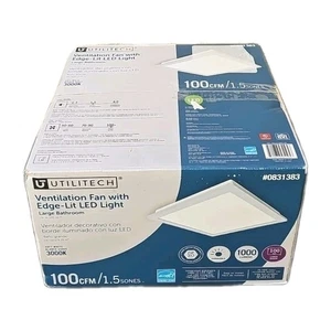 Utilitech 1.5-Sone 100-CFM White Bathroom Fan w/ LED Light - NEW - Picture 1 of 6