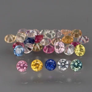 Runder Diamantschliff 2,4 bis 2,5 mm. Nur beheizt Fancy Color Saphir 30 Stck./2,15 kt. - Bild 1 von 6