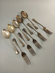 Silver Plated EPNS Spoons & Forks Set x10pcs Vintage Cutlery Bundle - Picture 1 of 9