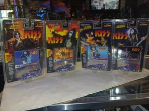 4 NEW KISS 1997 Johnny Lightning PURPLE Funny Car Dragsters, Entire BAND LOOK! - Picture 1 of 17