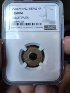 VS2009 (1952) Nepal 4P coin Bullet Paisa- NGC Genuine - Picture 1 of 2