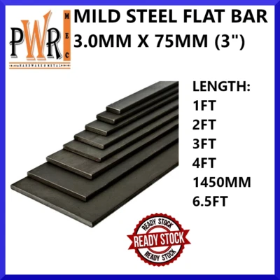 MILD STEEL FLAT BAR METAL SUPPLIES THICKNESS: 3.0MM WIDTH 75MM (3") - Image 1 of 4