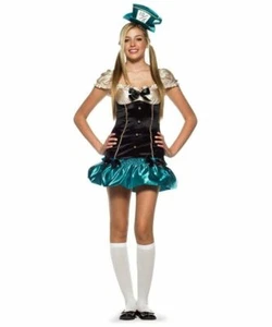 Girls Mad Hatter Costume Alice In Wonderland Fancy Dress Junior  Age 10-12 12-14 - Picture 1 of 4