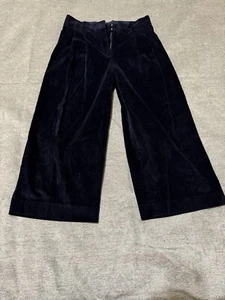 Cos Mid-Rise Corduroy Pleated Cropped pants size 6 Blue Length 22.5 - Picture 1 of 9