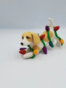 LEMON BEAGLE Christmas Ornament TANGLED IN LIGHTS HANDMADE Beagle Ornament - Picture 1 of 6