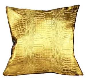 pd1022a Gold Faux Crocodile Glossy Leather Cushion Cover/Pillow Case Custom Size - Picture 1 of 6
