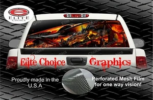 Calcomanía gráfica de ventana trasera Dragon Flames pegatina camión coche - Imagen 1 de 3