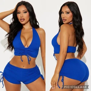 Fashion Nova Sexy Royal Blue Andi 2 Piece Boyshort Bikini XS Final Sale - Picture 1 of 4